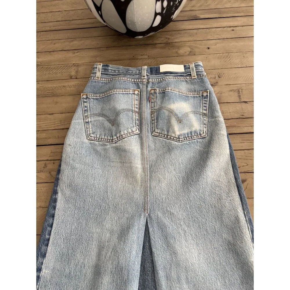 RE/DONE x Levis Seamed Denim Midi Skirt Medium / Light Size 25 - Picture 6 of 6